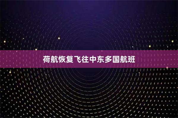 荷航恢复飞往中东多国航班