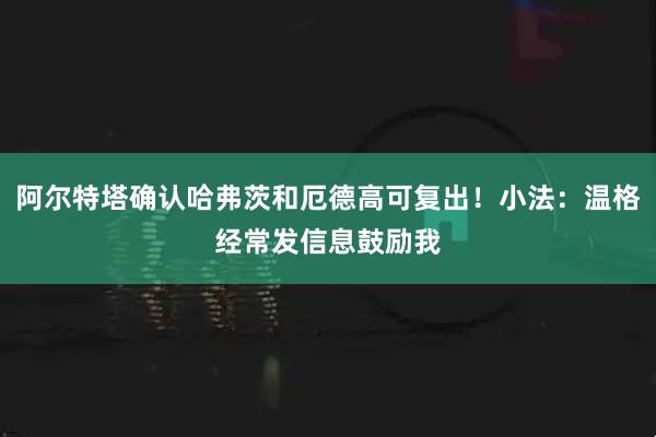 阿尔特塔确认哈弗茨和厄德高可复出！小法：温格经常发信息鼓励我
